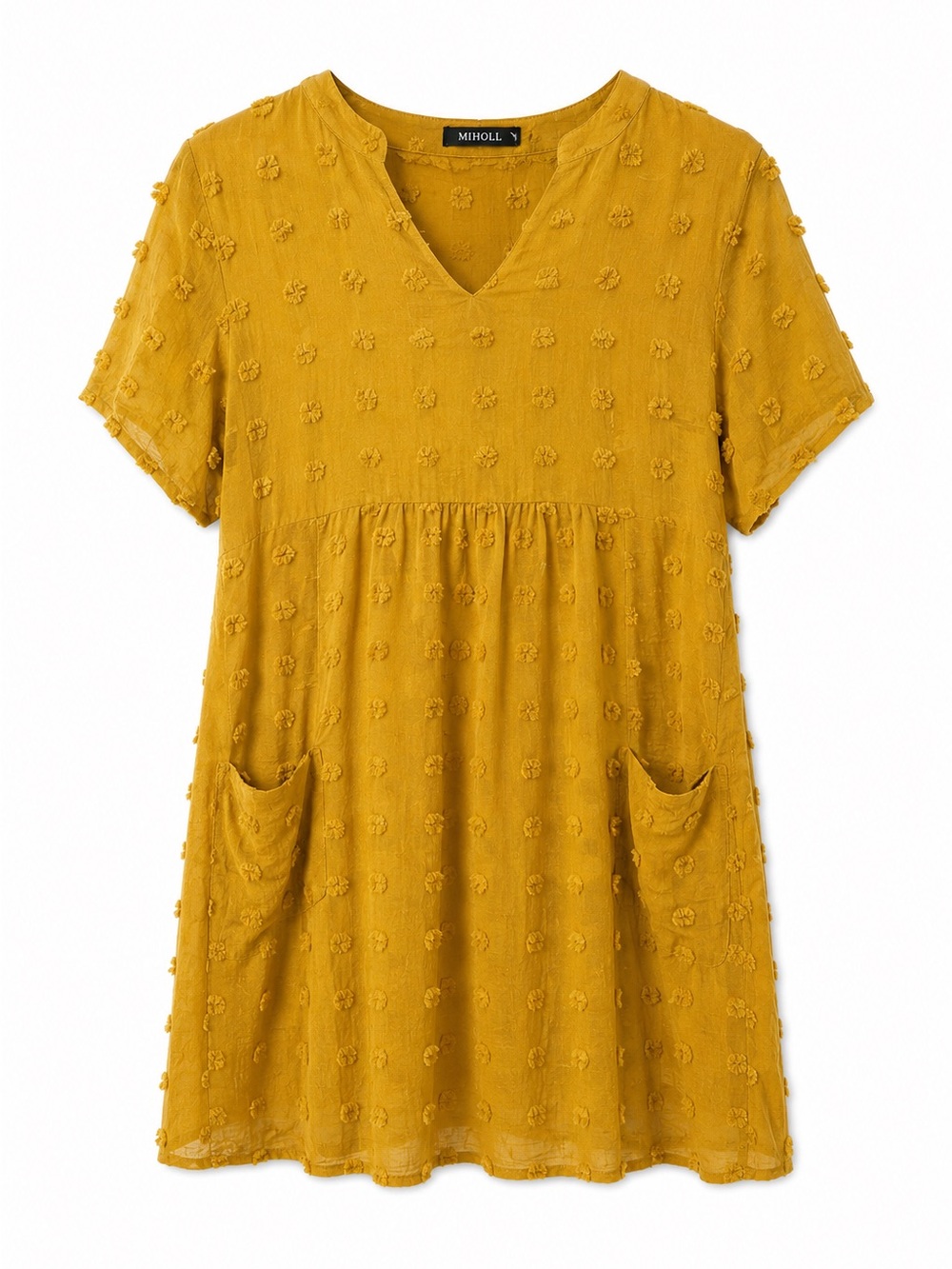MIHOLL Mustard Yellow Textured Babydoll Tunic Top Size Small NWT Flowy Boho
